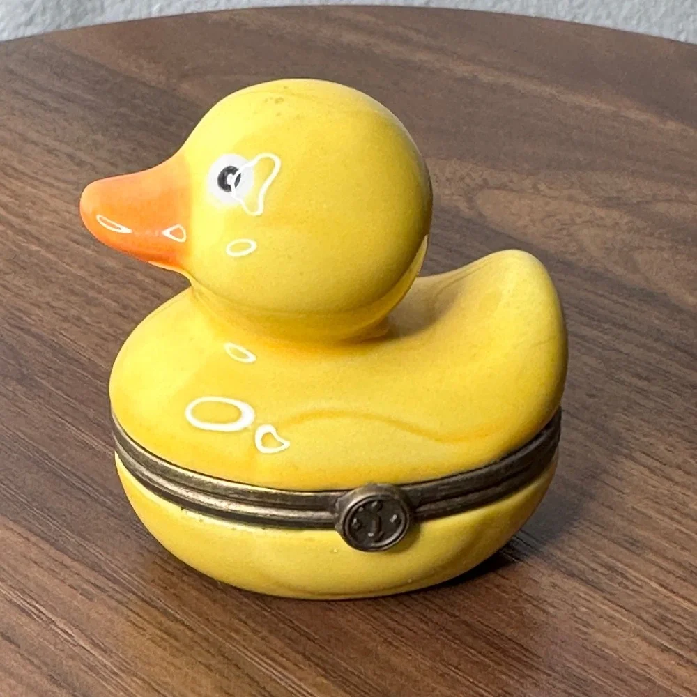 Yellow Duck Hinged Trinket Treasure Pill Box Department 56 Just Ducky